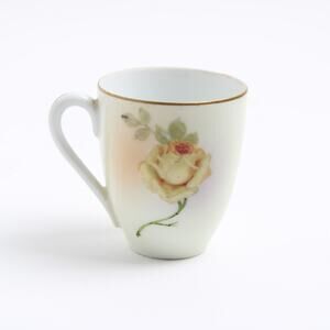 Austria HUB Miniature Tea Cup hand painted yellow rose signed Picard
